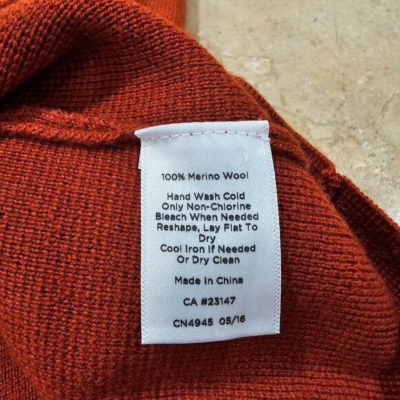 Talbots Burnt Orange Rust Merino Wool Snap Front Duster Cardigan Fall Size L - Picture 6 of 6